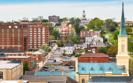 A city with many buildings.