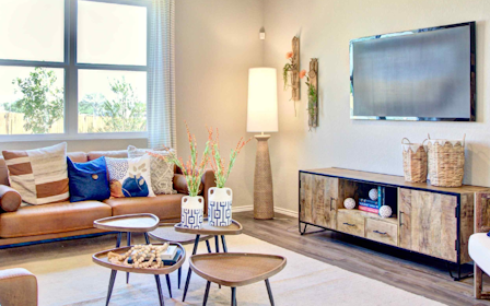A living room with a tv and furniture.
