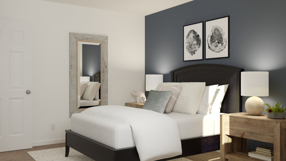 A white couch in a room.