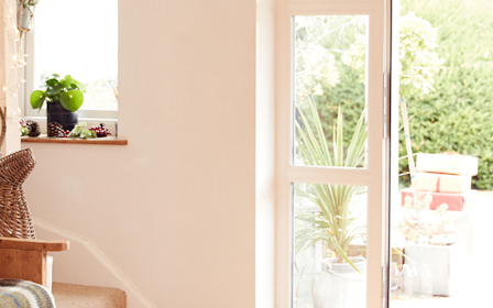 A christmas tree in a room.