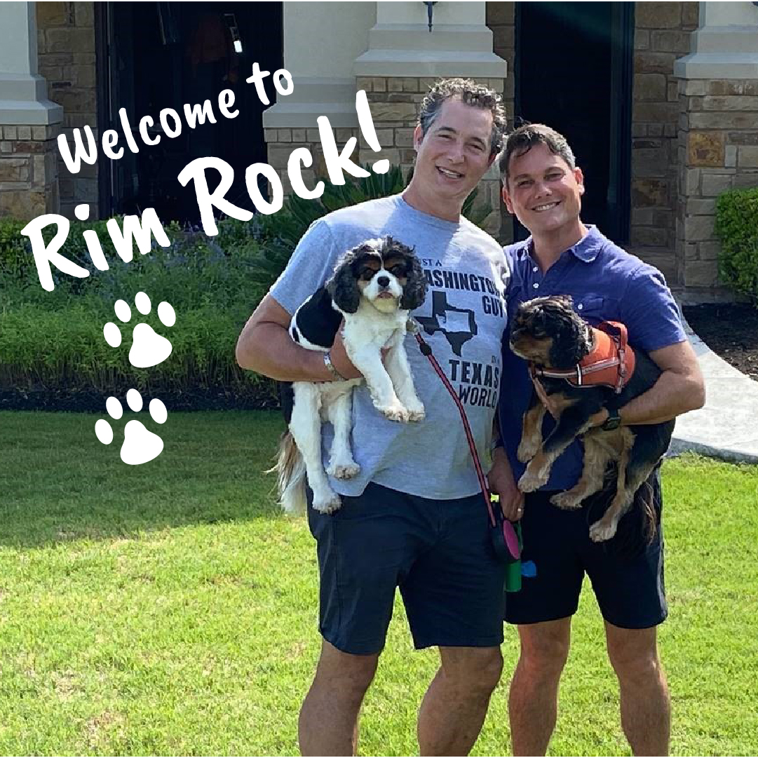 Happy Homeowner - Welcome to Rim Rock! Two men holding dogs.