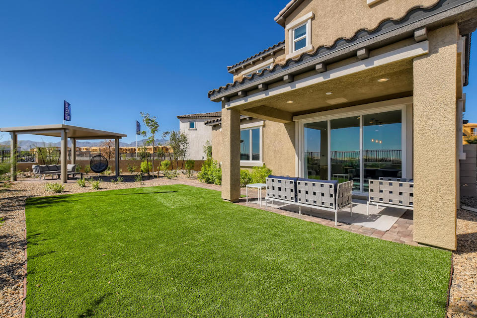 A house with a lawn.