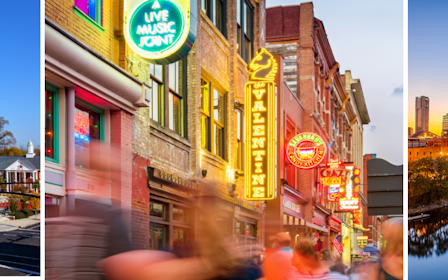 A city with buildings and a body of water.