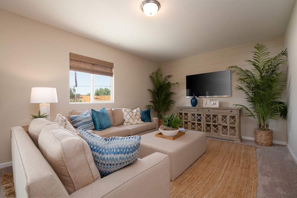 A living room with a tv and couches.