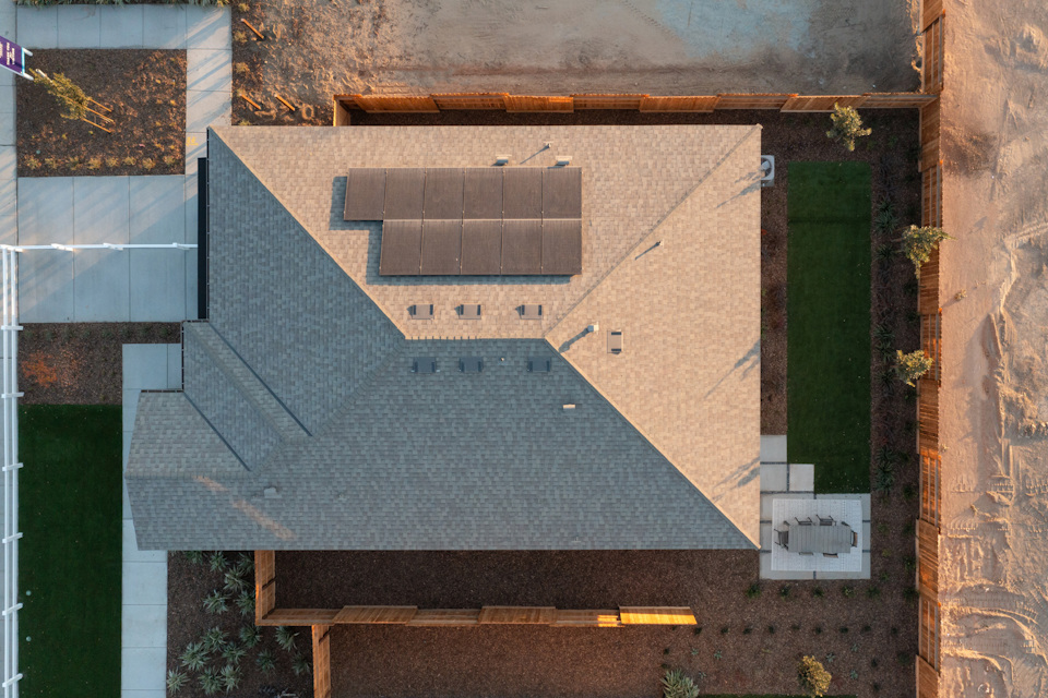 A building with a green door.