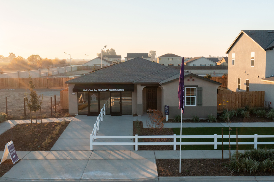 A house with a flag in the front.
