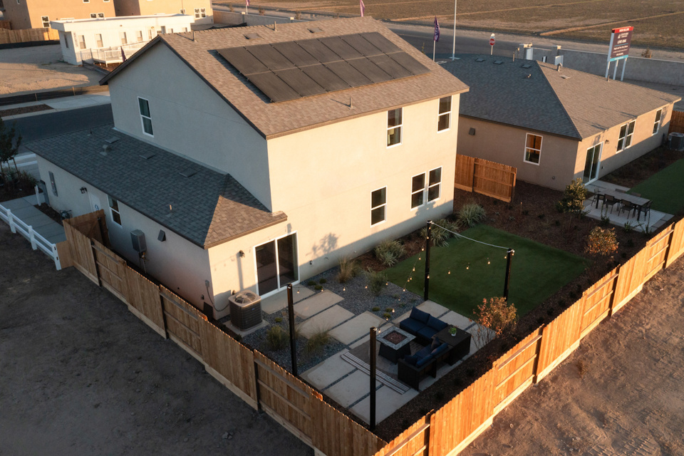 A high angle view of a house.