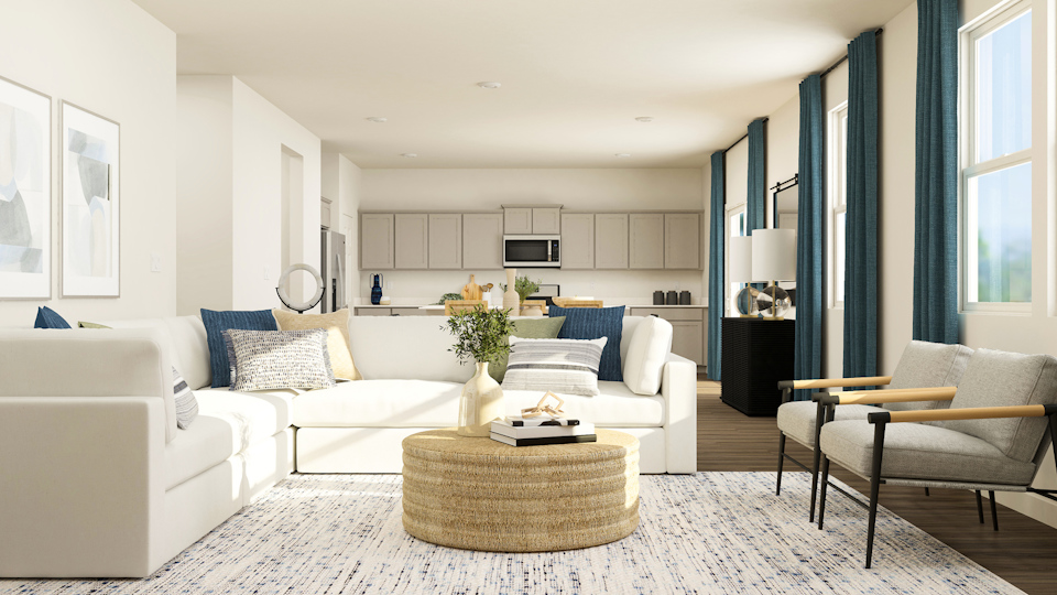 A living room with a couch and a coffee table.