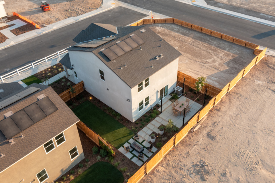 A high angle view of a building.