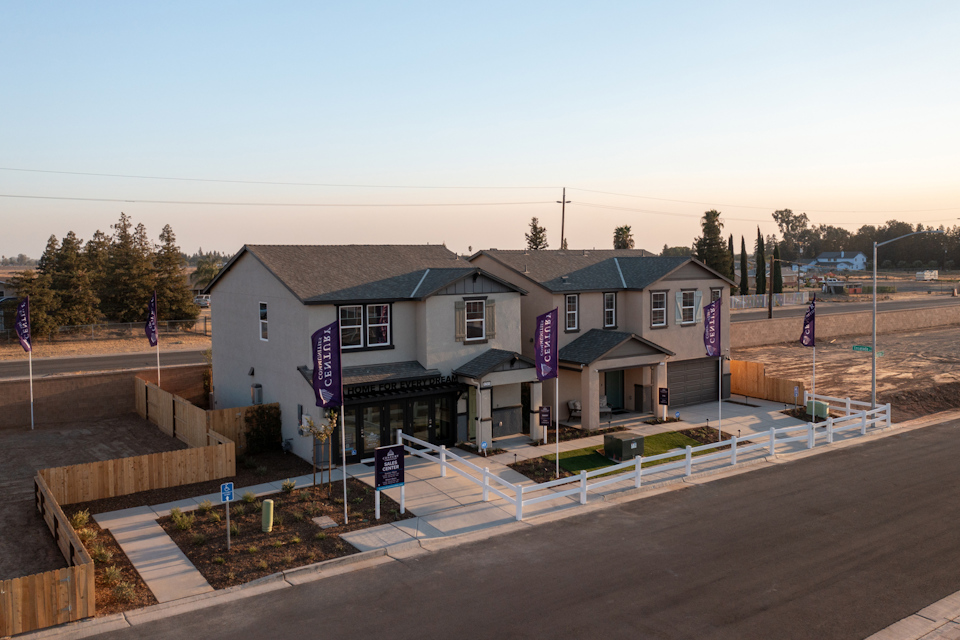 A road with houses along it.