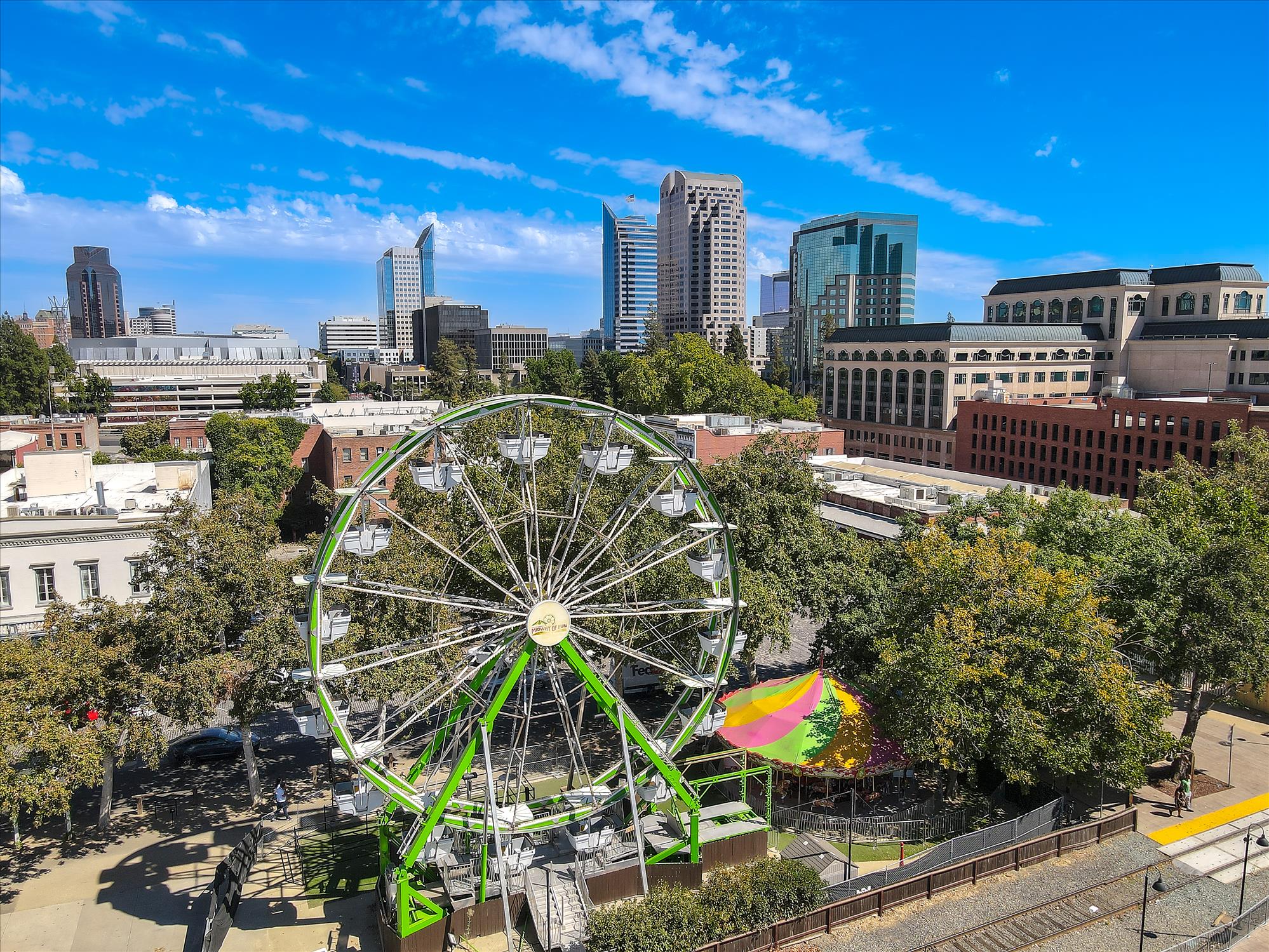 A large sculpture in a park.