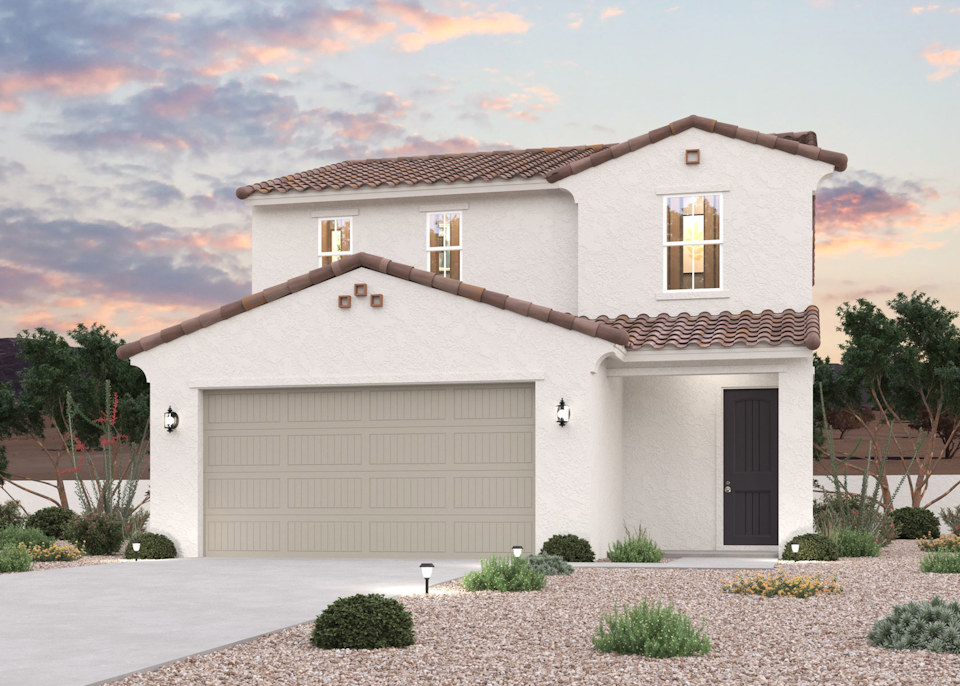 Elevation Rendering of a 2 Story Home in Surprise AZ at North Copper Canyon.