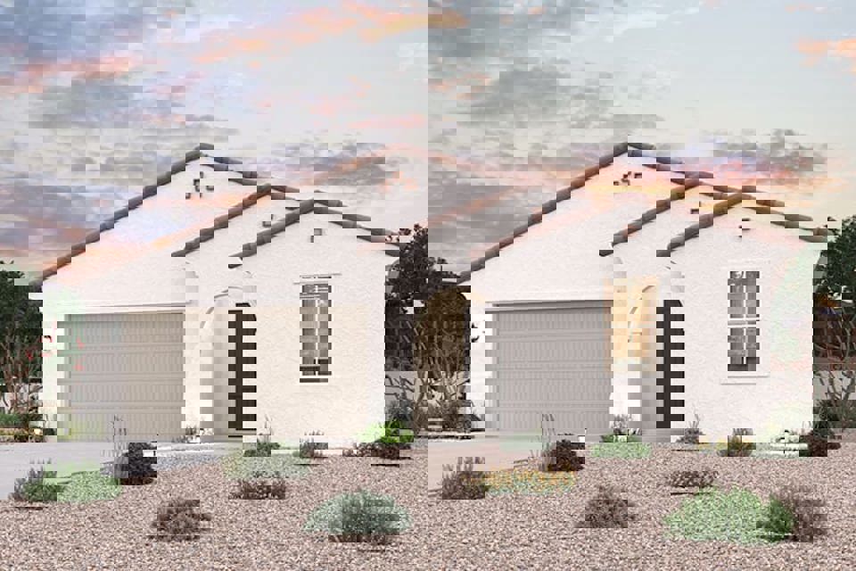 A house with a garage.