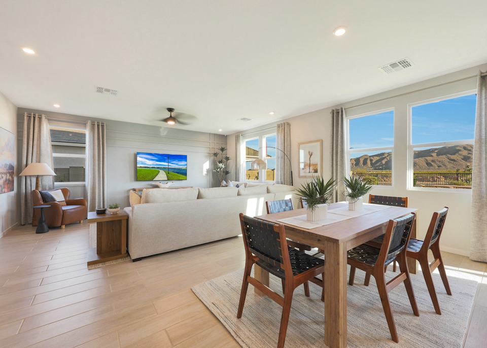 A living room with a large window.