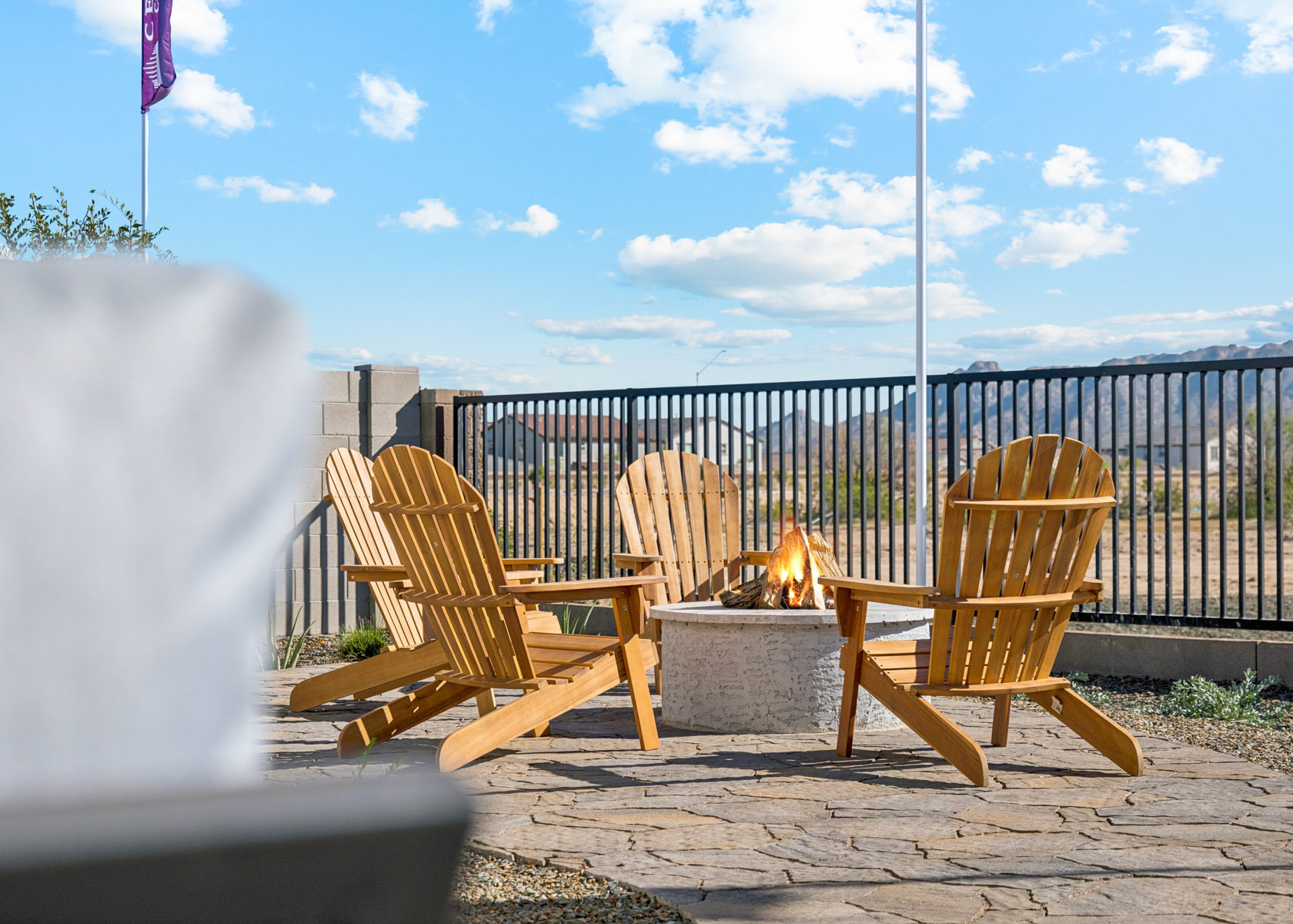 A couple of wooden benches sit near each other.