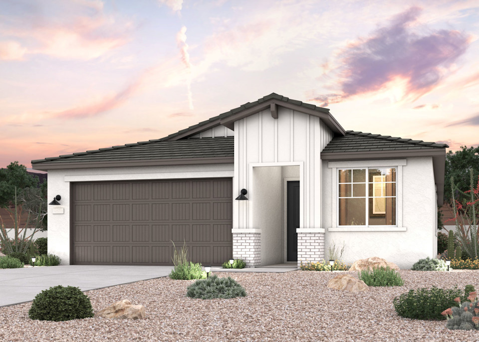 Twilight rendering of a new home for sale in Surprise, AZ by Century Communities.