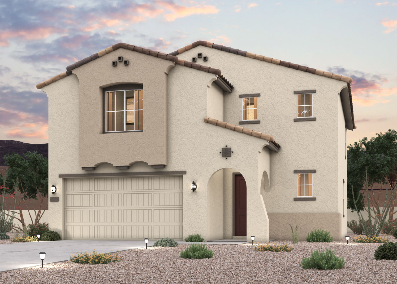 Twilight rendering of a new home for sale in Surprise, AZ by Century Communities.