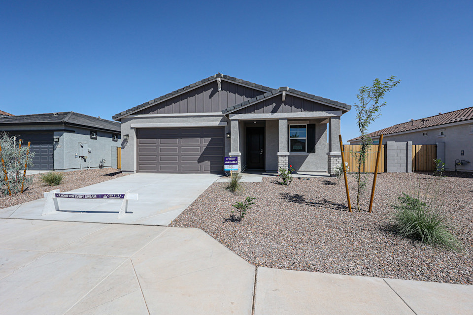 A house with a garage.
