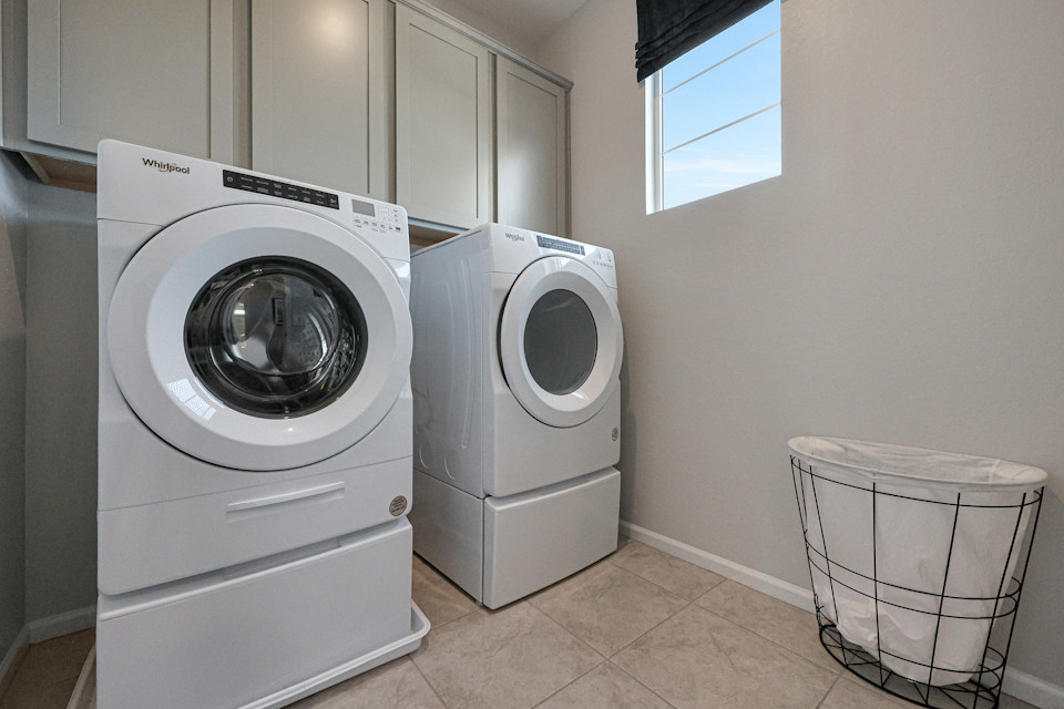 A washing machine and a dryer.