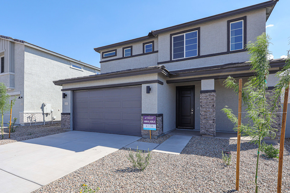 A building with a garage.