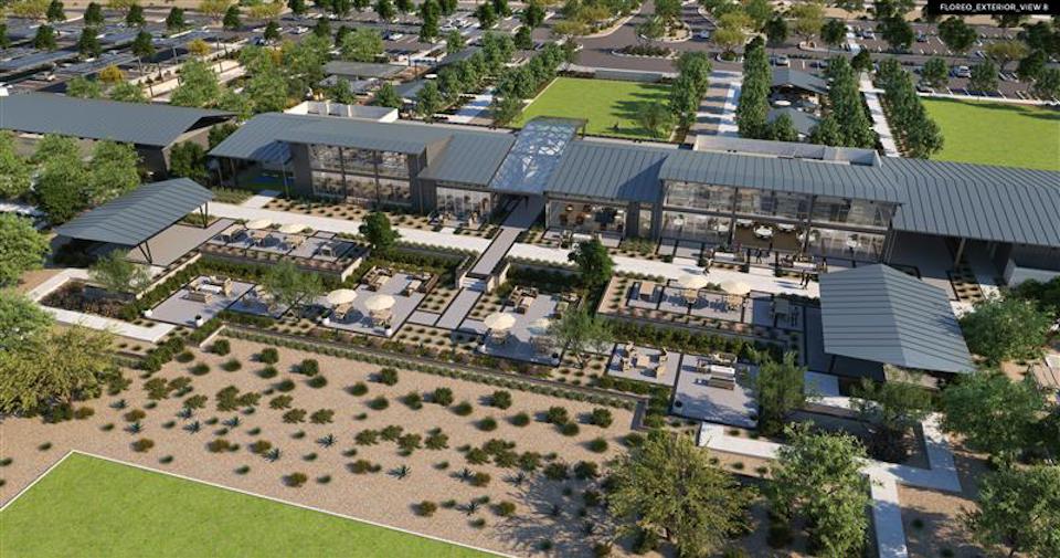 Aerial view of a building.