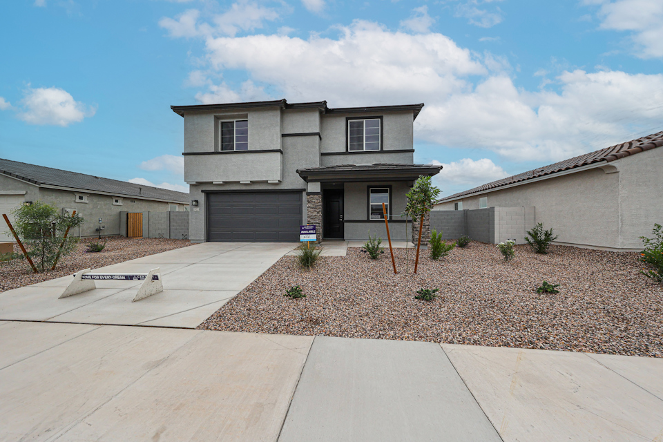 A house with a driveway.