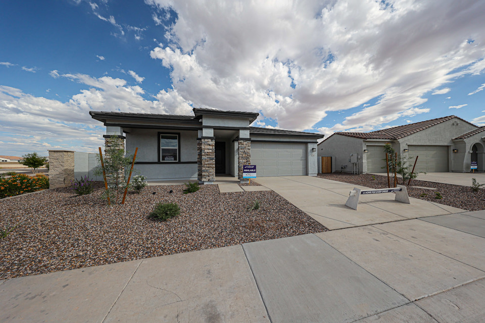 A house with a driveway.