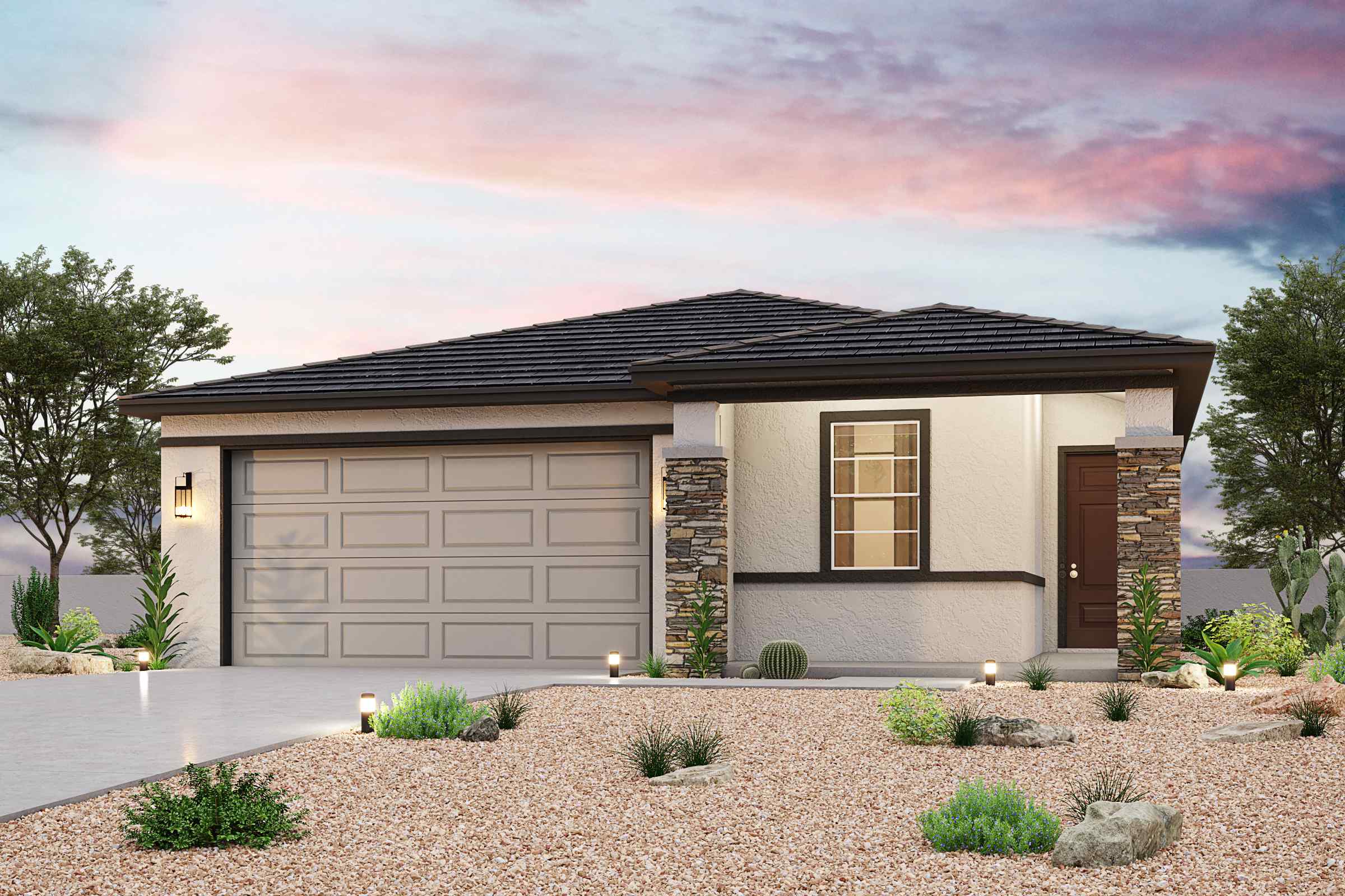 A house with a driveway.