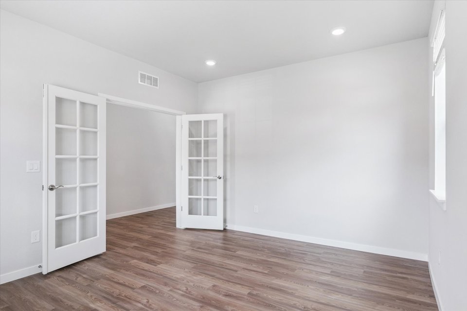 A room with white walls.