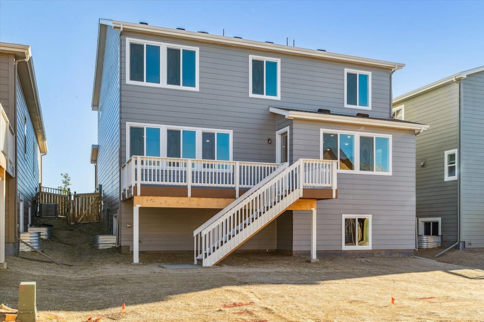 A house with a deck.