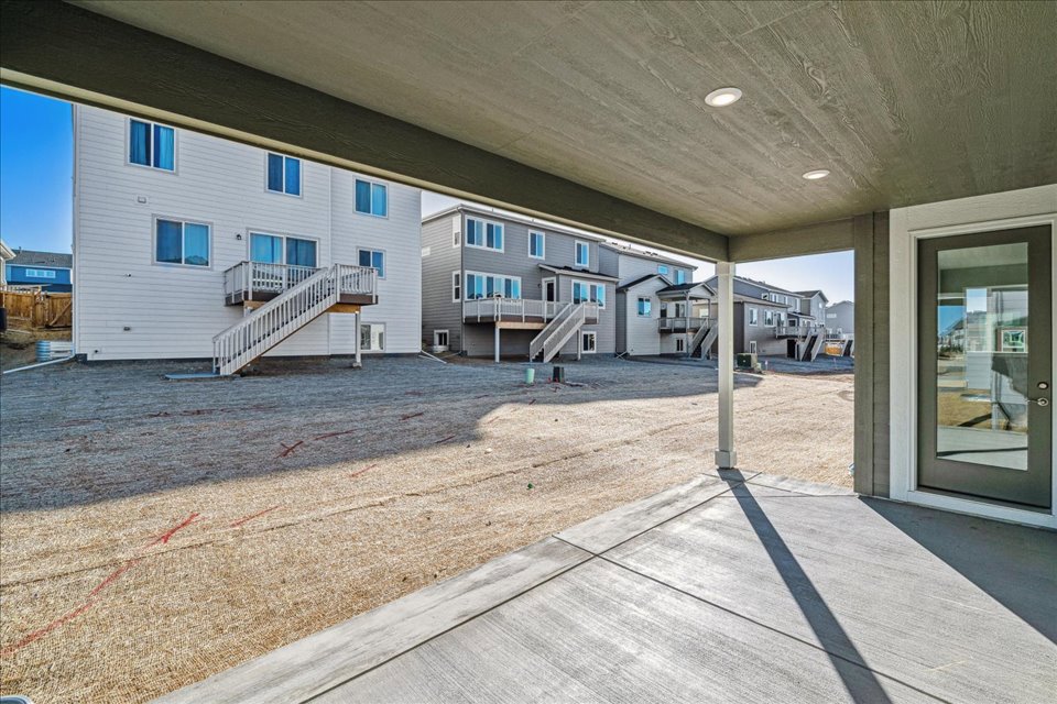 A building with a wood deck.