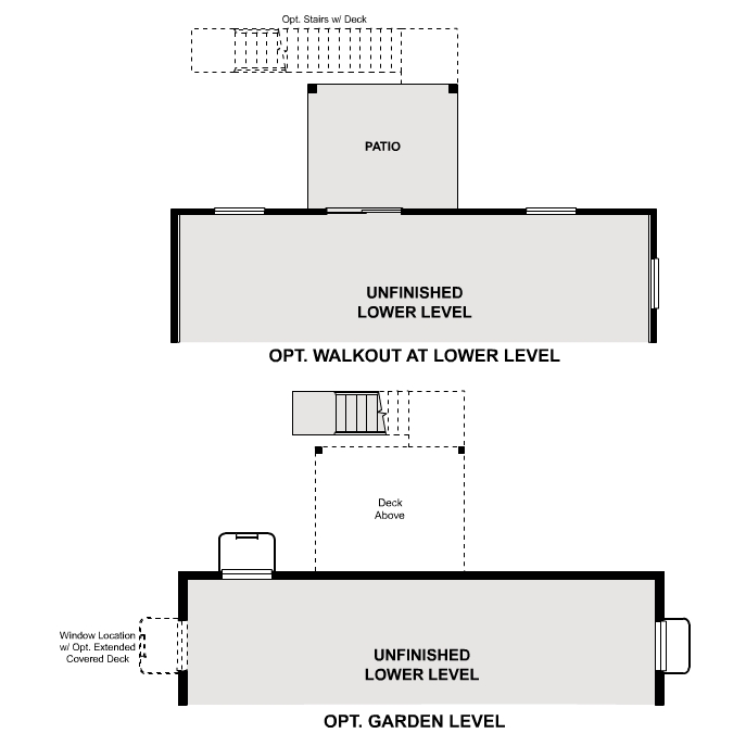 Diagram, engineering drawing. Powell Floorplan, Basement Options 