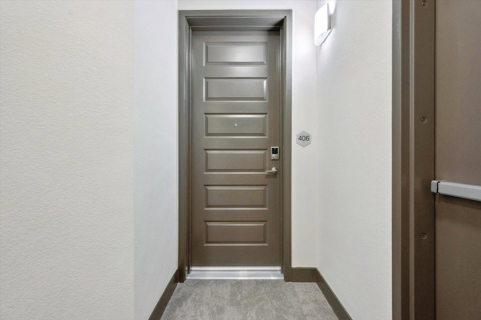 A door in a room.