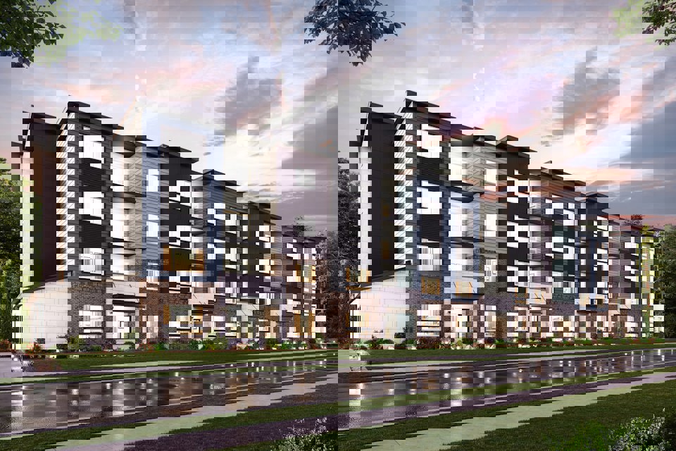 A building with many windows.