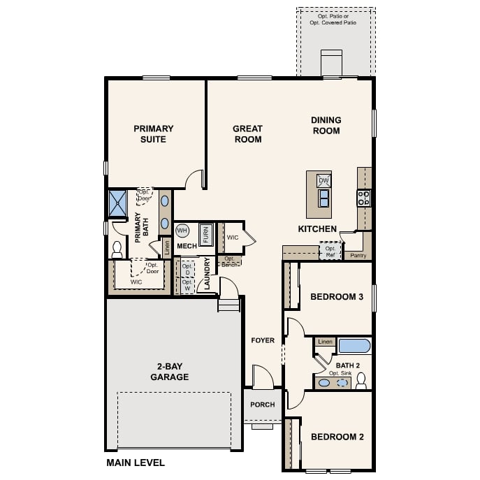 Diagram, engineering drawing. Cimarron Floorplan, Main Level