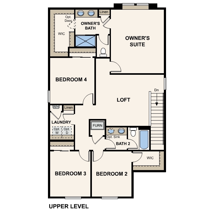 Diagram, engineering drawing. Ponderosa Floorplan, Upper Level