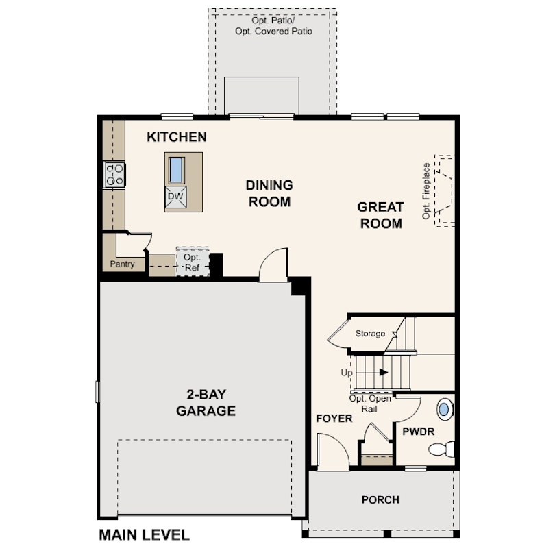 Diagram, engineering drawing. Lanner Main Level Floorplan