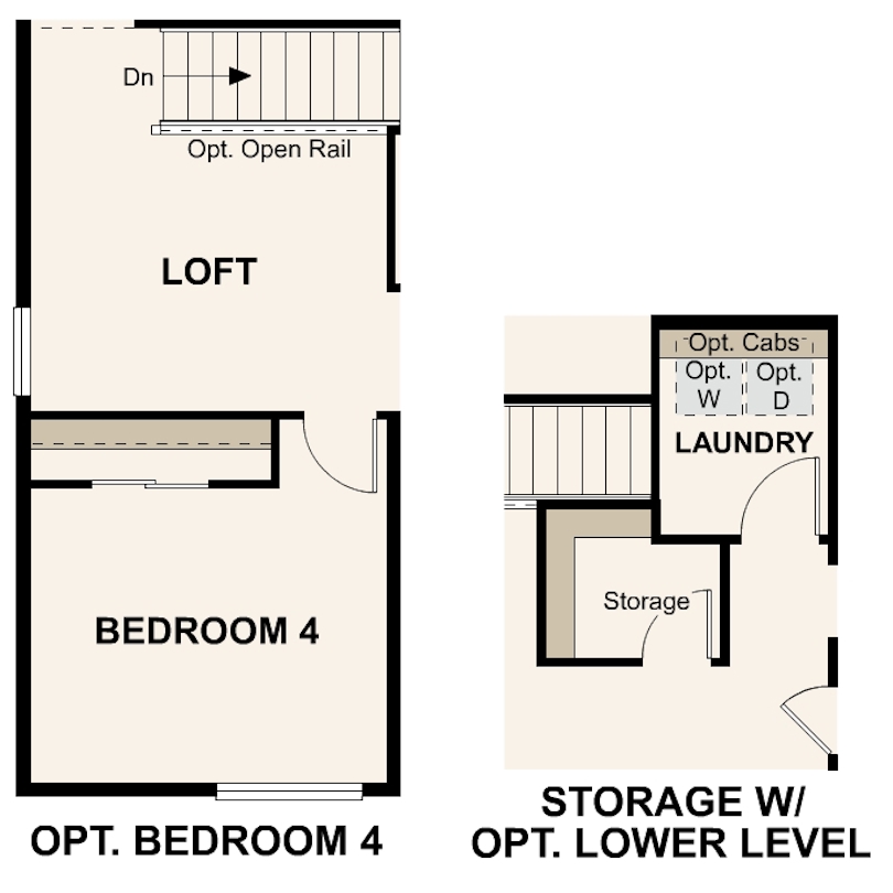 Diagram, engineering drawing. Nightingale Floorplan Upper Level Options