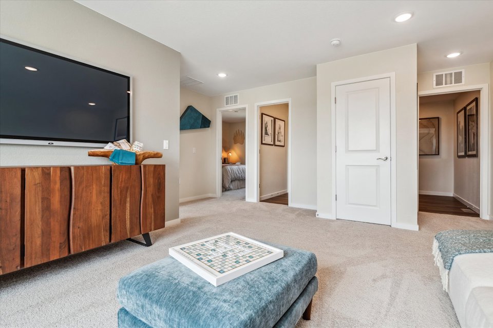A living room with a tv and couches.