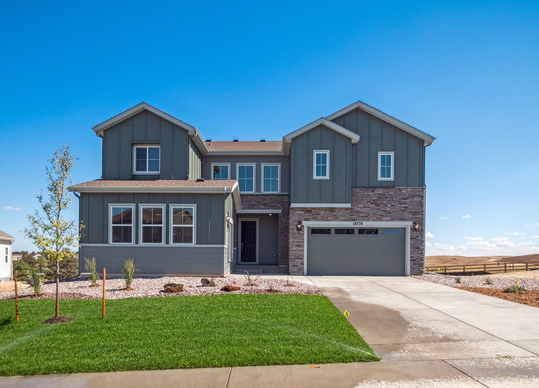 A house with a garage.