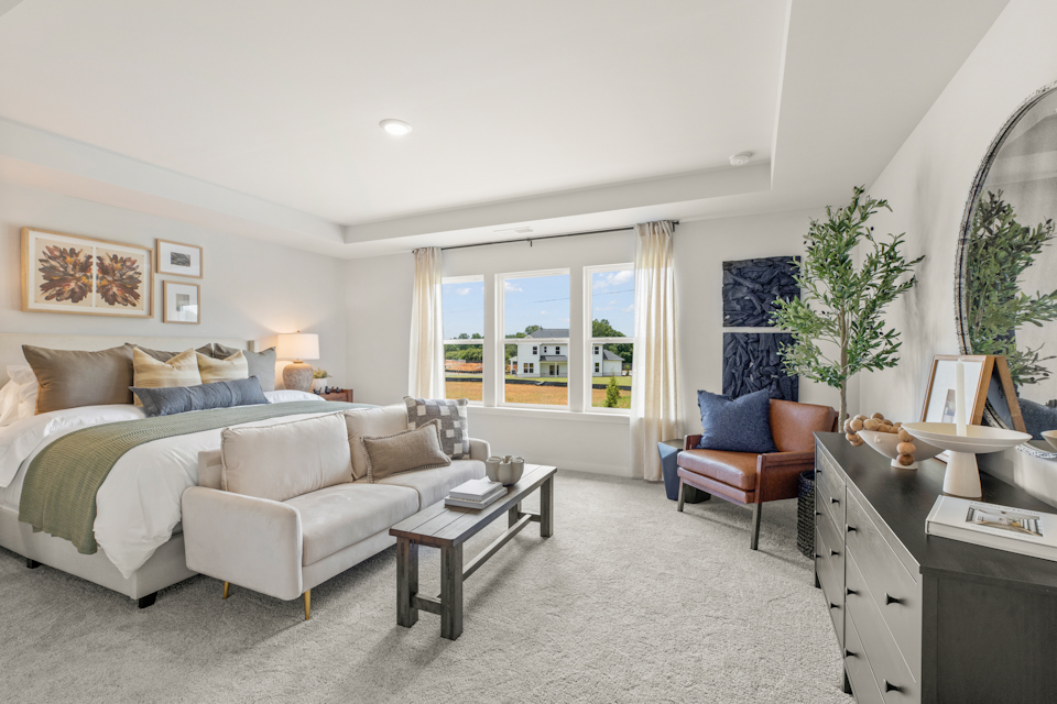 A living room with a large window.