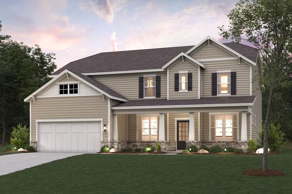 A house with a large front yard.