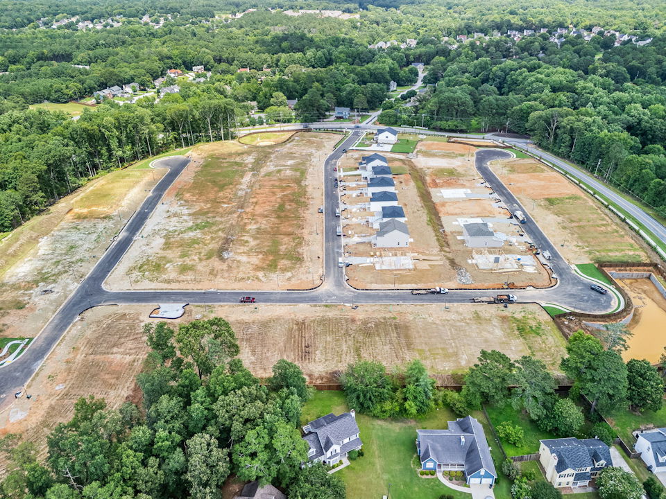 A landscape with trees and roads.