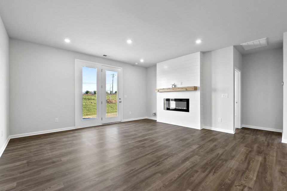 A large empty living room.