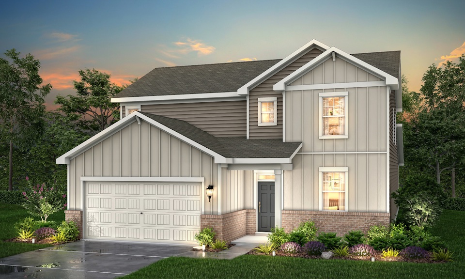 A house with a garage with American Gothic House in the background.