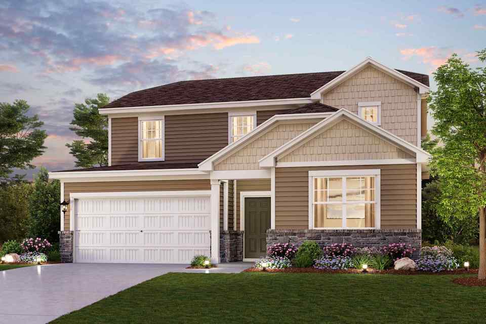 A house with a garage.