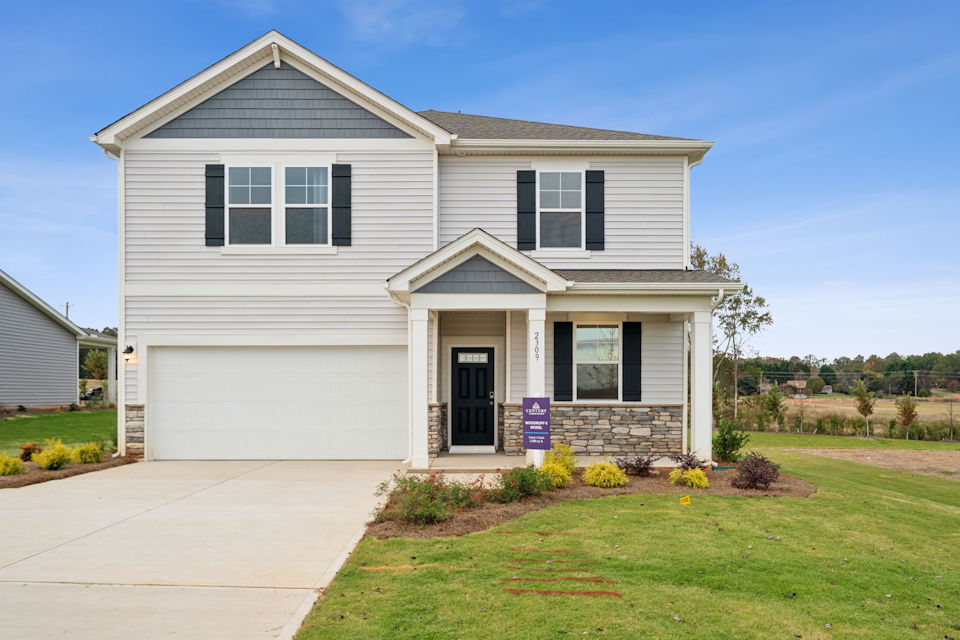A house with a driveway.