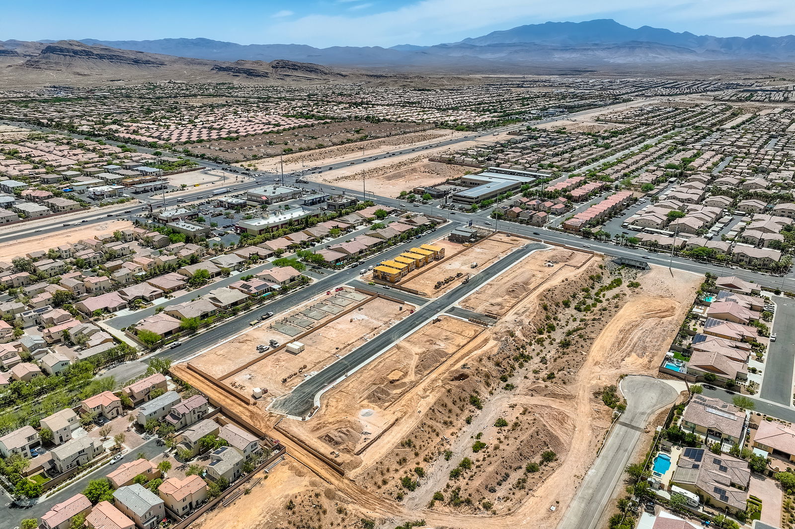 An aerial view of a city.