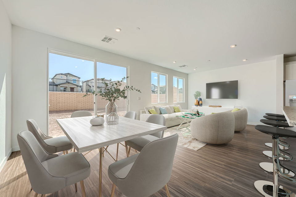 A living room with a large window.