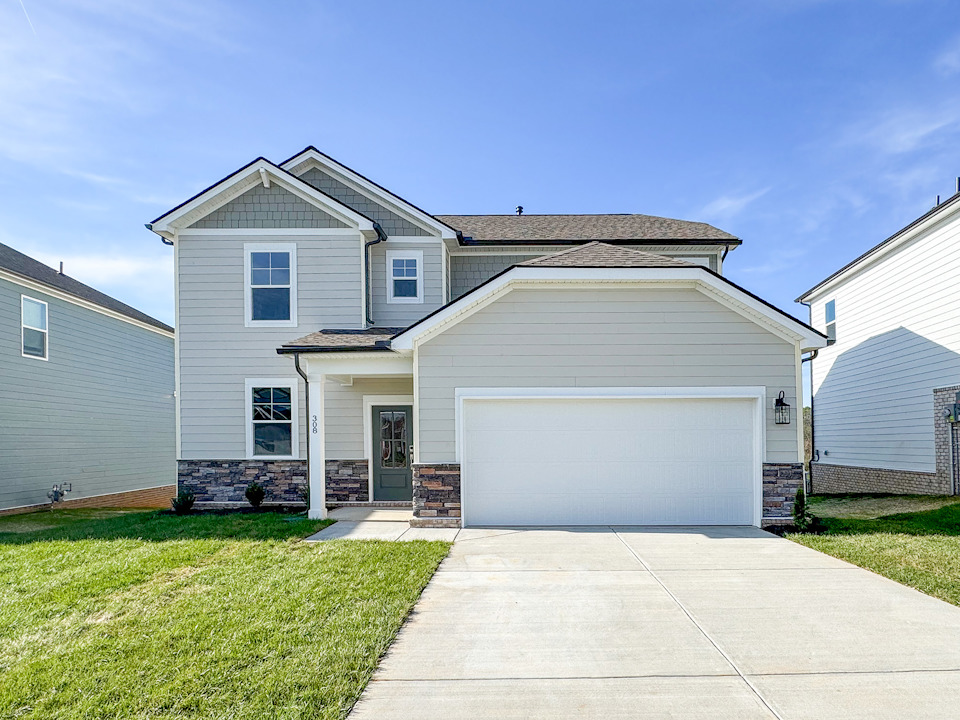 A house with a garage.